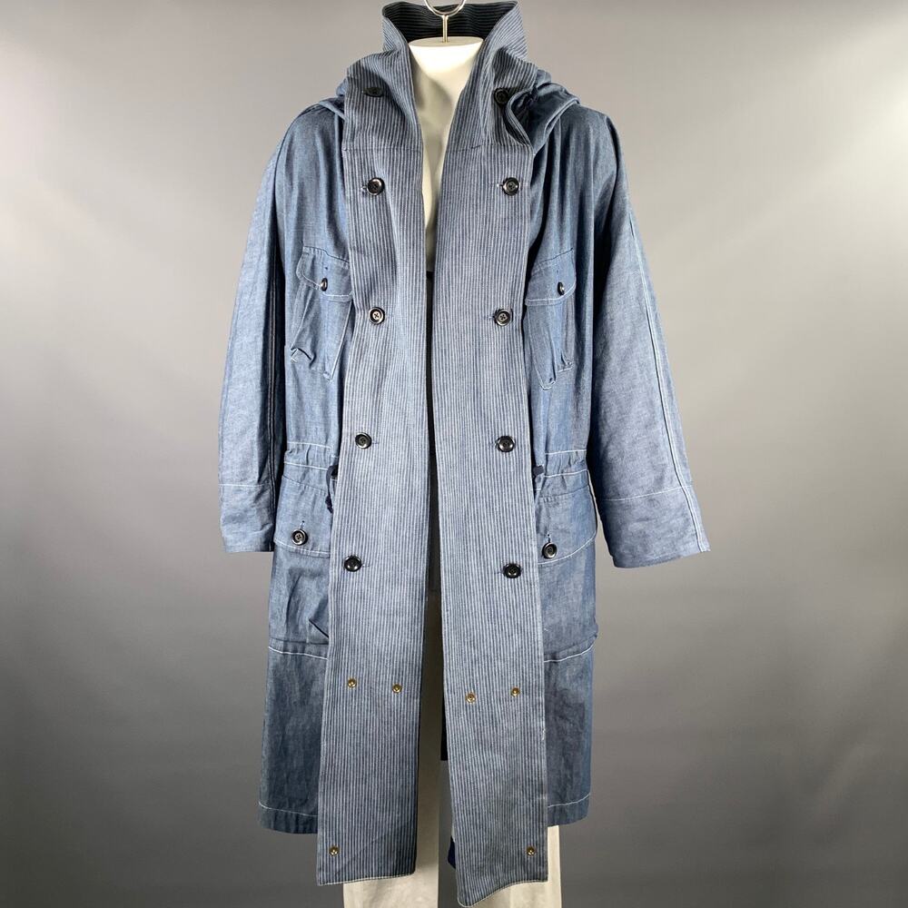 KAPITAL Size L Indigo Cotton Hooded Traggle Ring Coat